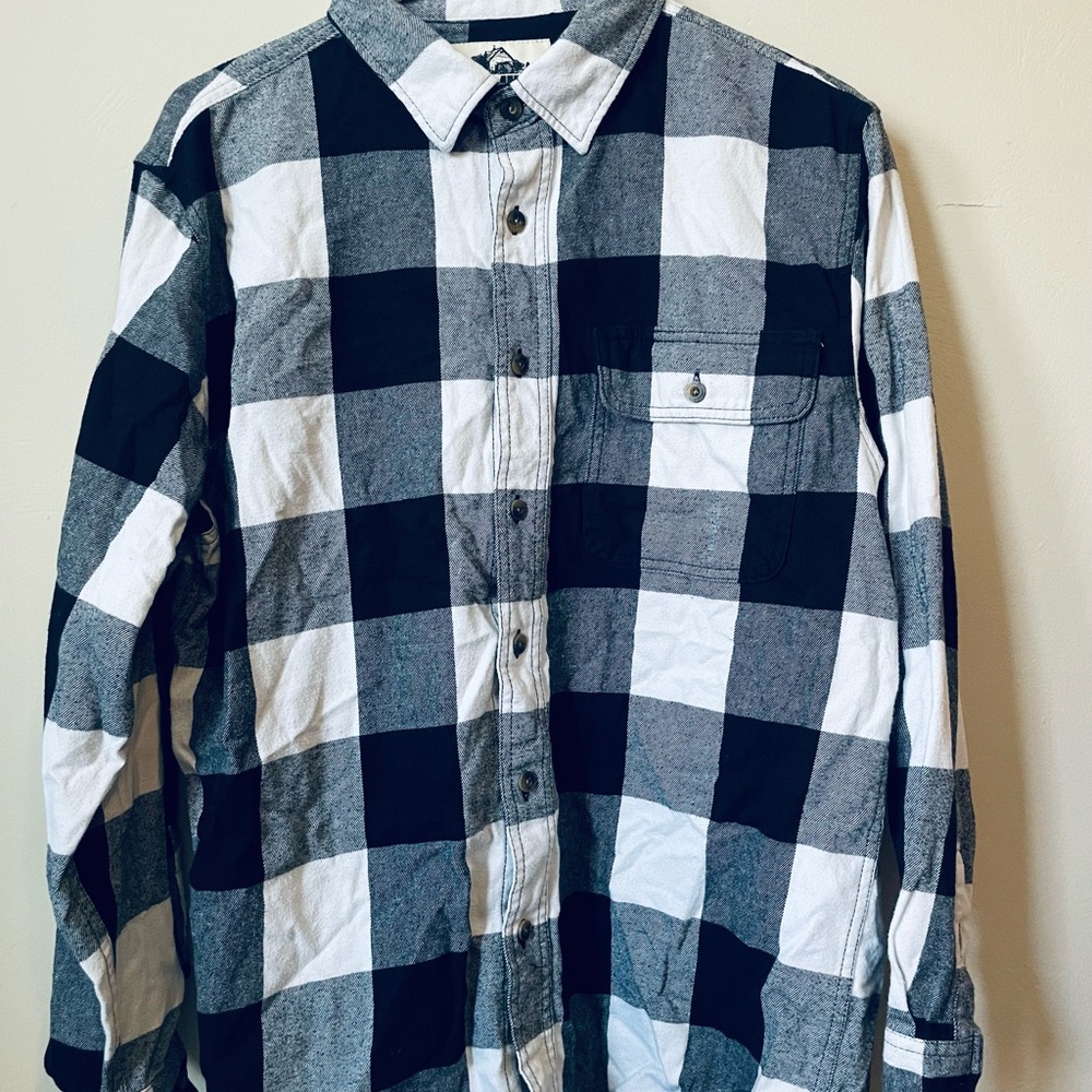Classic Black and White Plaid Men's Shirt